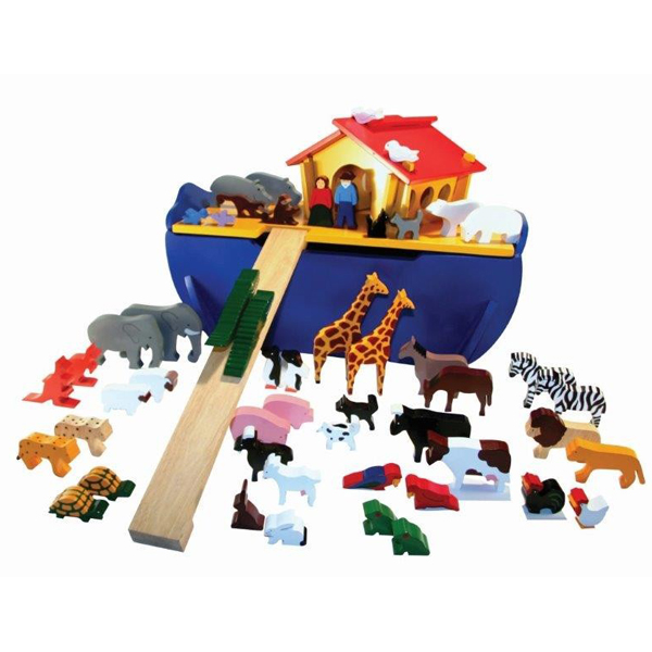 wooden noah's ark toy set